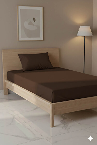 FAVORA 100% Cotton Ranforce Premium Single Bed Sheet Set - Brown