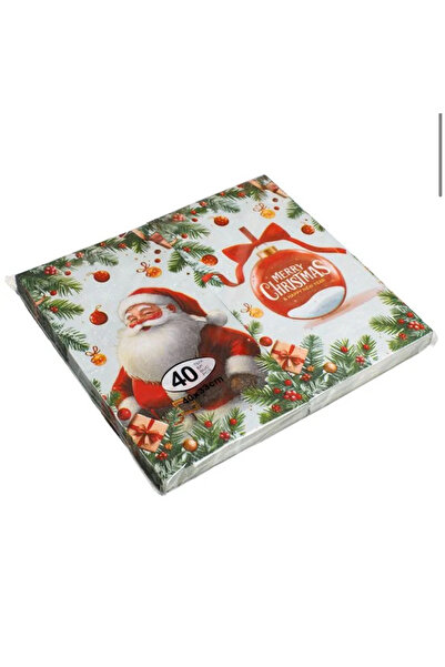 takı tutkum New Year Santa Claus and Ornament Christmas Napkin 40's