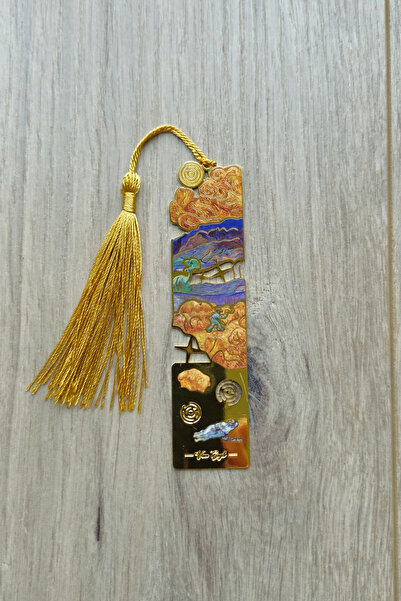 Kolbi Craft A Wheat Field at Sunrise Van Gogh Tasseled Gold Color Metal Bookmark Gift Artistic