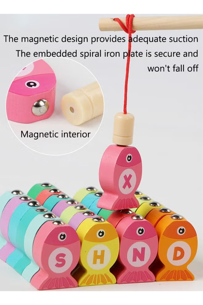 Generic Intellectual Development Wooden Toy Magnetic Wooden Fishing Game — Number Classification