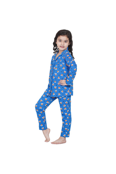 LAUREN SMITH Girl's Pajama Set Long Sleeve Buttoned Top with pants 2 Piece Printed Sleepwear Cotton Pjs Set