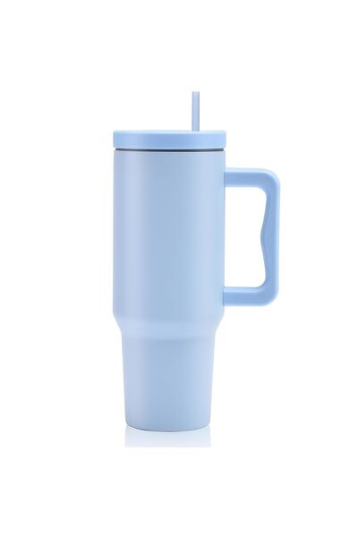 Generic 1200ml Vacuum Insulated Tumbler with Lid and Straw for Water, Iced Tea or Coffee, Blue