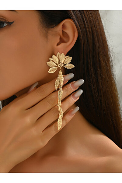 Take Two By Styli Gold Leaf Dangle Earrings