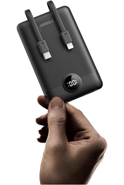 Veger Mini Portable Charger 10000mAh Power Bank with Built-in Cables & Digital Display