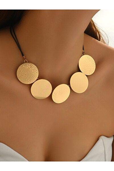 Take Two By Styli Gold Metal Round Necklace