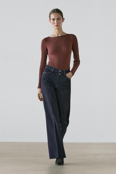 Massimo Dutti İspanyol paça yüksek bel jean