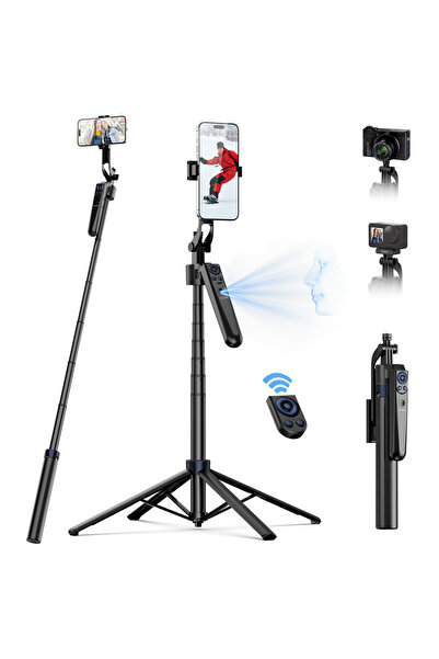 TELESIN حامل ثلاثي القوائم P3-MS-01 الذكي للتتبع التلقائي - دوران 360 درجة، وتتبع الوجه بالذكاء الاصطناعي، والتحكم بالإيماءات