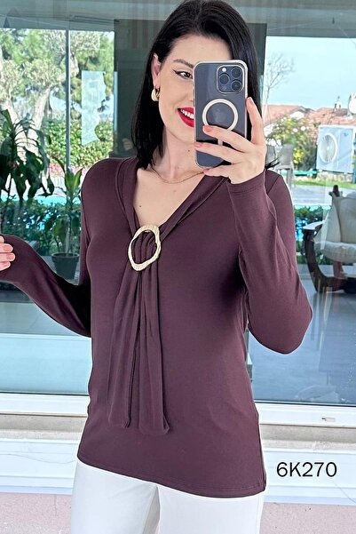 İnce Topuk Strawberry Blouse with Buckle Tie 6K270