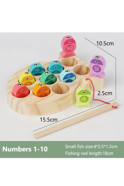 Generic Intellectual Development Wooden Toy Magnetic Wooden Fishing Game — Number Classification
