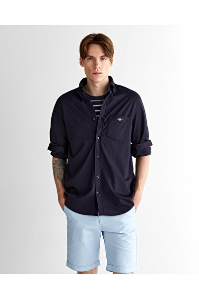 Gant Erkek Lacivert Regular Fit Düğmeli Yaka Gömlek