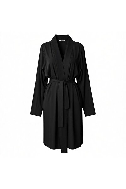 Eight Fashion Kimono și caftan negru pentru femei, cu cusături ornamentale, c...