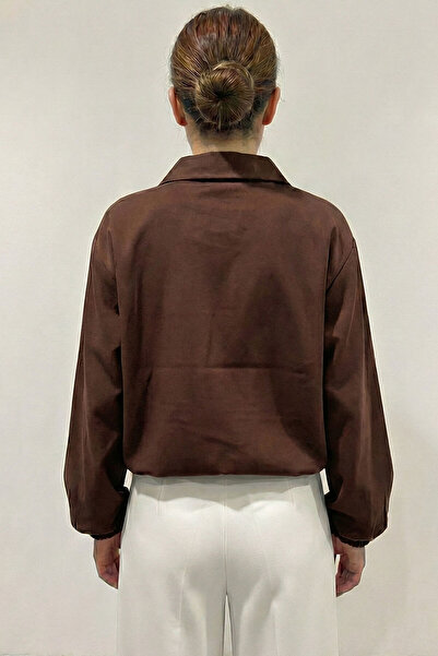 Bigdart Women's Oversized Zippered Jacket 0735 - Brown