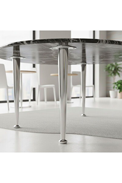 Badem10 ΣΕΤ 4 ΤΕΜΑΧΙΩΝ Χρώμιο 71 εκ. Ασημί Μεταλλικά Πόδια Τραπεζιού Σαλονιού Με Κινητή Βάση Μοντέλο Υποστήριξης Έπιπλων
