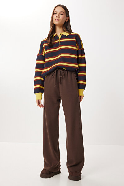 Lovelyİstanbul بنطلون رياضي من سيلانيك ذو ملمس ناعم جدًا LUB0063 بني غامق