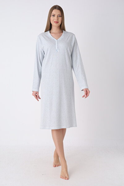 Angelika Mavi Çıtır Çiçekli Gecelik