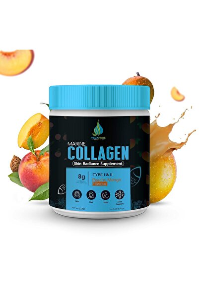 Vedapure Marine Collagen Skin Radiance Supplement, Peachy Mango 210 g