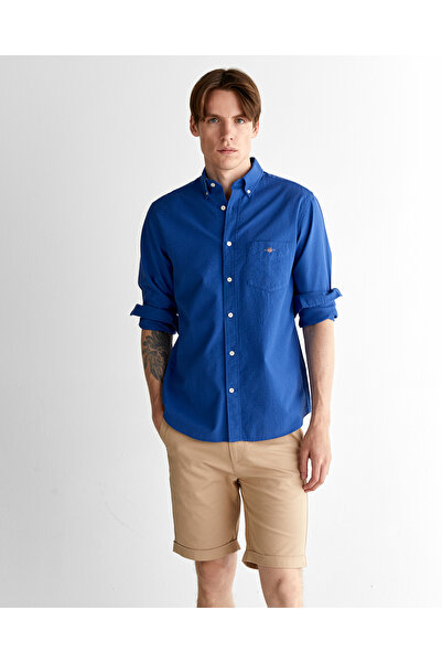 Gant Erkek Lacivert Regular Fit Düğmeli Yaka Gömlek