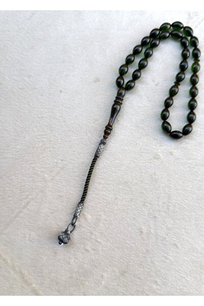 KAZZAZE Gümüş Kazaziye Tekli Püsküllü Hediyelik Ateş/ Sıkma Kehribar Özel İşçilikli Tespih, Kutulu Ürün