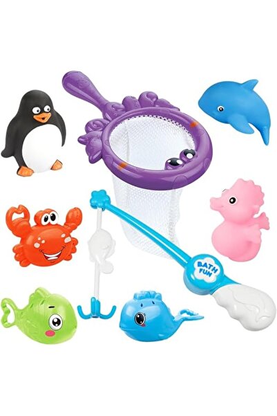 Arabest Kids Bath Toys, 5 PCS Fishing Games with Squirt Fishes & Crab, Bath Time Pool Fun Playing Toy