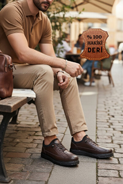 nazenintasarımlar Men's Genuine Leather Orthopedic Comfortable Daily Shoes