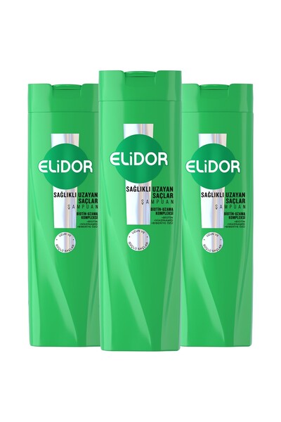 Elidor شامبو سوبربلند للعناية بالشعر، شعر صحي طويل، البيوتين، زيت الأرغان، الأرجينين، 400 مل × 3