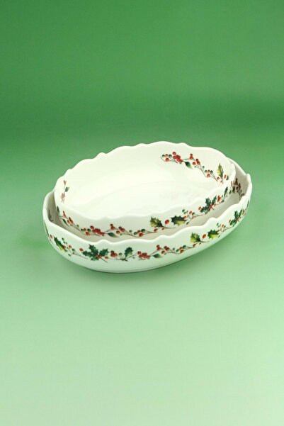 Bursa Porselen Dekor Christmas Double Porcelain Boat Plate