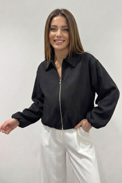 Bigdart Women's Oversized Zippered Jacket 0735 - Black