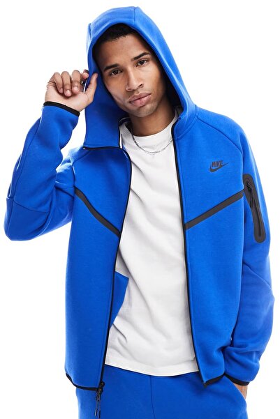 Nike Tech Fleece Full Zip Windrunner Hoodie Kapüşonlu Unisex Sweatshirt Mavi