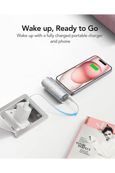 Veger Power Bank Mini Portable Charger with Built-In USB-C Connector, 5000mAh