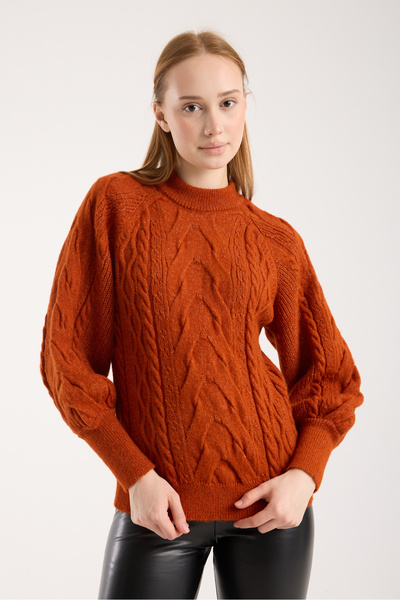 WOMENTİ Soft Textured Hair Braided Sweater