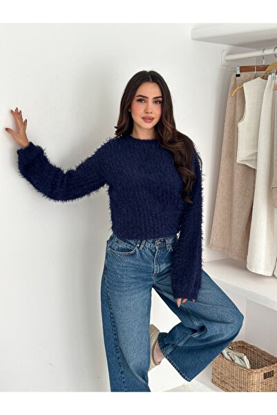 Paraf style Soft Plush Textured Oversized Women's Sweater