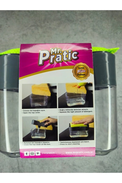 Pratic Dishwashing detergent dispenser, with sponge included, Mr. Pratic, integrated tank, resistant plastic