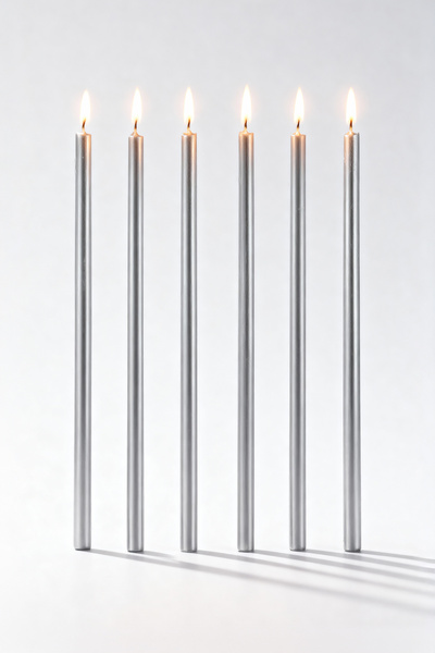 Parti Atölyesi Gümüş Pasta Mumu 6'lı (20 cm)