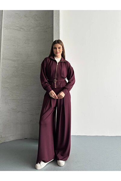 ZF BUTİK Set Palazzo supradimensionat cu detaliu curea pentru femei