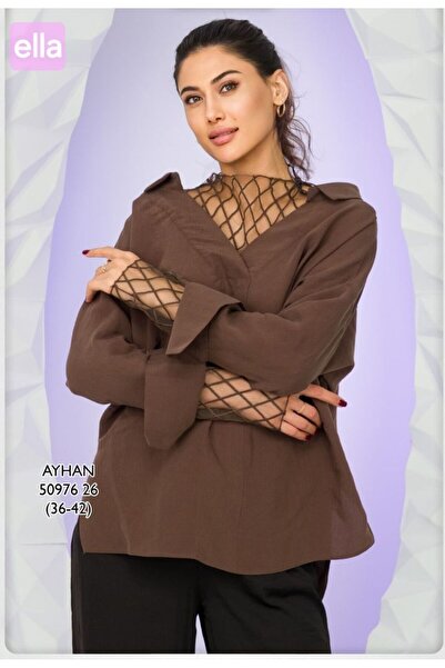 AYHAN Λεπτομέρεια Φανέλας κοτλέ Βαμβακερό πουκάμισο με μακριά μανίκια