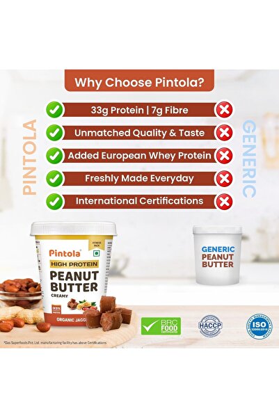 Pintola High Protein Organic Jaggery Creamy Peanut Butter (510g)