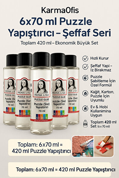 KarmaOfis Puzzle Yapıştırıcı 6×70 ml – Şeffaf ve Güçlü Yapıştırıcı | Puzzle K...