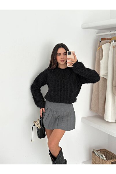 Paraf style Soft Plush Textured Oversized Women's Sweater