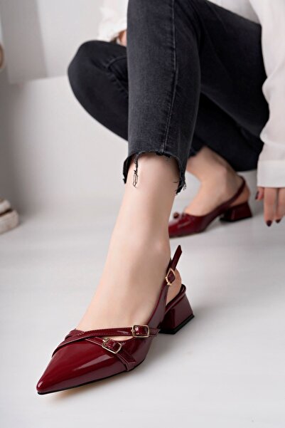 Luis a Costa 3 Buckle Burgundy 4 cm Heeled Shoes