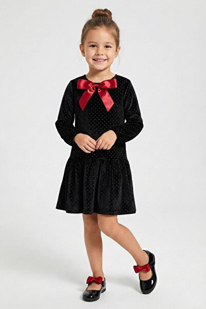 DMB BOYS & GIRLS فستان مخملي مرصع بالأحجار للفتيات من دي إم بي، للأعمار من 4 ...