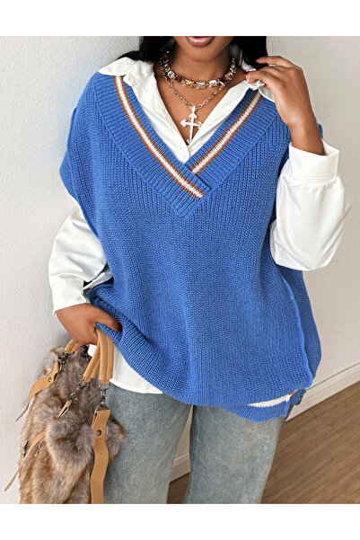 Sheya Shein Curve+ knitted vest, blue