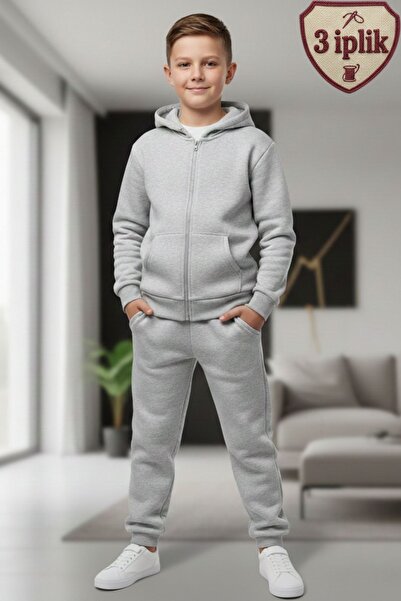 cm buseyiz Set de trening pentru băieți cu glugă 3 fire Ş cu căptușeală din f...