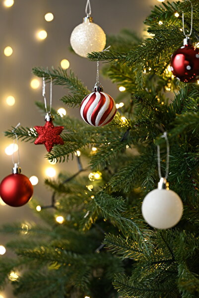 Generic Christmas Balls, Red and White Set of 35, 5CM. Traditional Ornaments for Christmas Decoration.