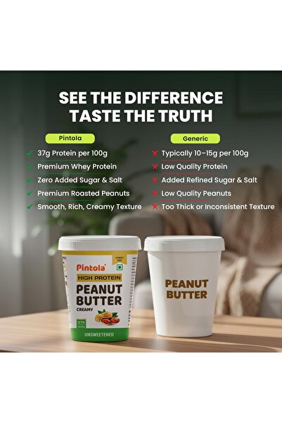 Pintola High Protein All Natural Creamy Unsweetened Peanut Butter 510g