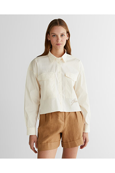 Gant Kadın Krem Klasik Yaka Logolu Gömlek
