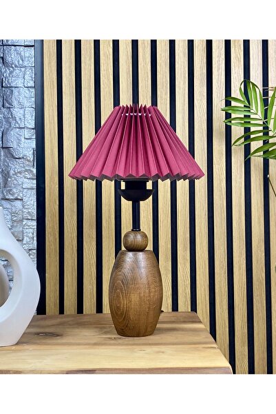 Decodelight نماذج مصابيح طاولة خشبية بلون الجوز مع قاعدة بيضاوية وغطاء من القش المطوي على طراز هازيران