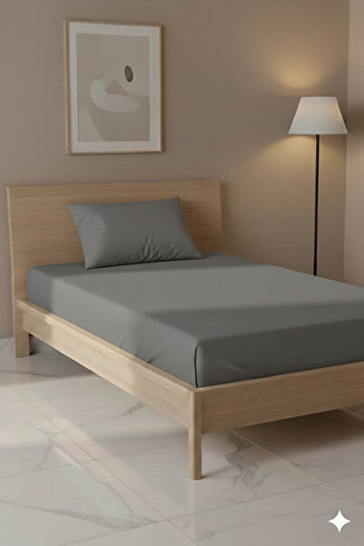 FAVORA 100% Cotton Ranforce Premium Single Bed Sheet Set - Dark Gray