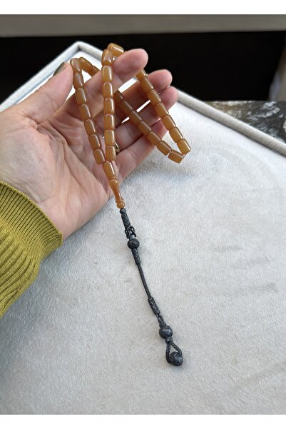 KAZZAZE Gümüş Kazaziye Tekli Püsküllü Hediyelik Ateş/ Sıkma Kehribar Özel İşçilikli Tespih, Kutulu Ürün