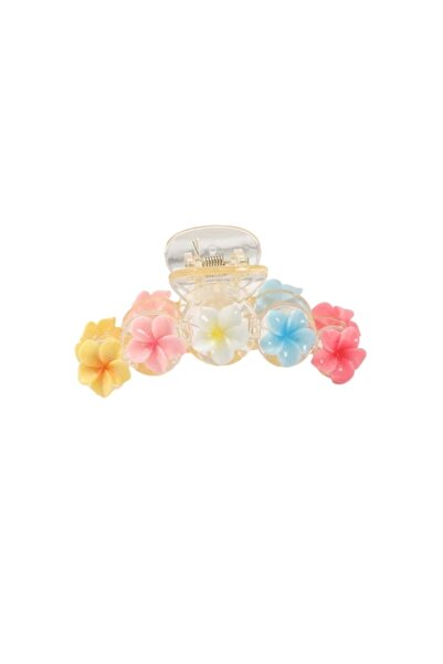 Valkry Agrafă de păr cu flori în formă de stea cu cinci colțuri, 10,5 x 4 cm, Alb - Albastru - Roz