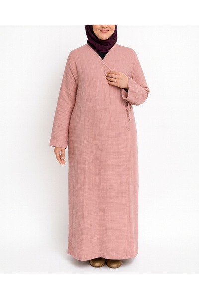 Bilenler %100 Pamuk Müslin Namaz Elbisesi Yandan Bağlamalı -Terletmeyen Rahat...
